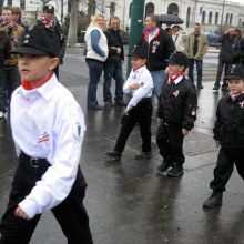 Boys from the Hungarian Guard youth-wing attend the parent organization's commemoration of the March 15 national holiday (3/15/2009).
