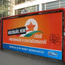"No Thank You! 2008 Referendum on Socialism." Liberal-party sign for 2008 national referendum (2/12/2008).